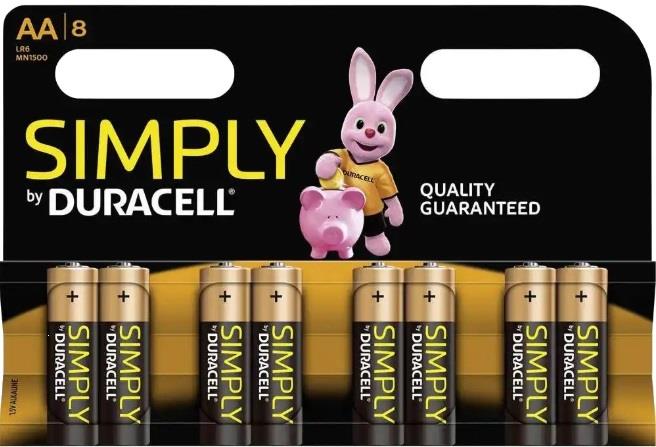 DURACELL Duracell Simply batterie stilo (AA) blister da 8 pezzi